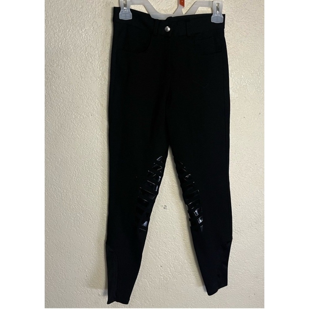 HR Farm Womens Size 26 Black Equestrian Riding Breeches Knee‎ Grip Stretch Pants